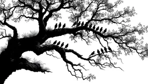 Winter tree silhouette against sky