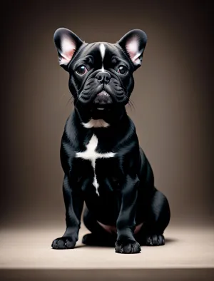 Friendly Bulldog Puppy with Wrinkles in Studio Portrait