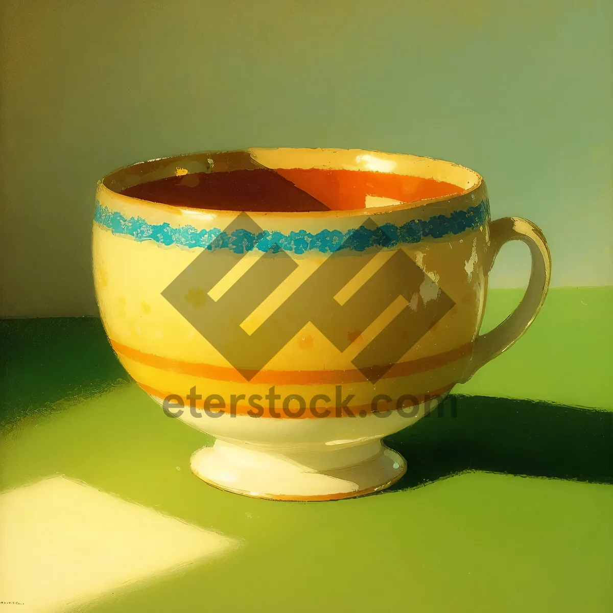 Picture of Hot Tea Cup with Saucer and Spoon