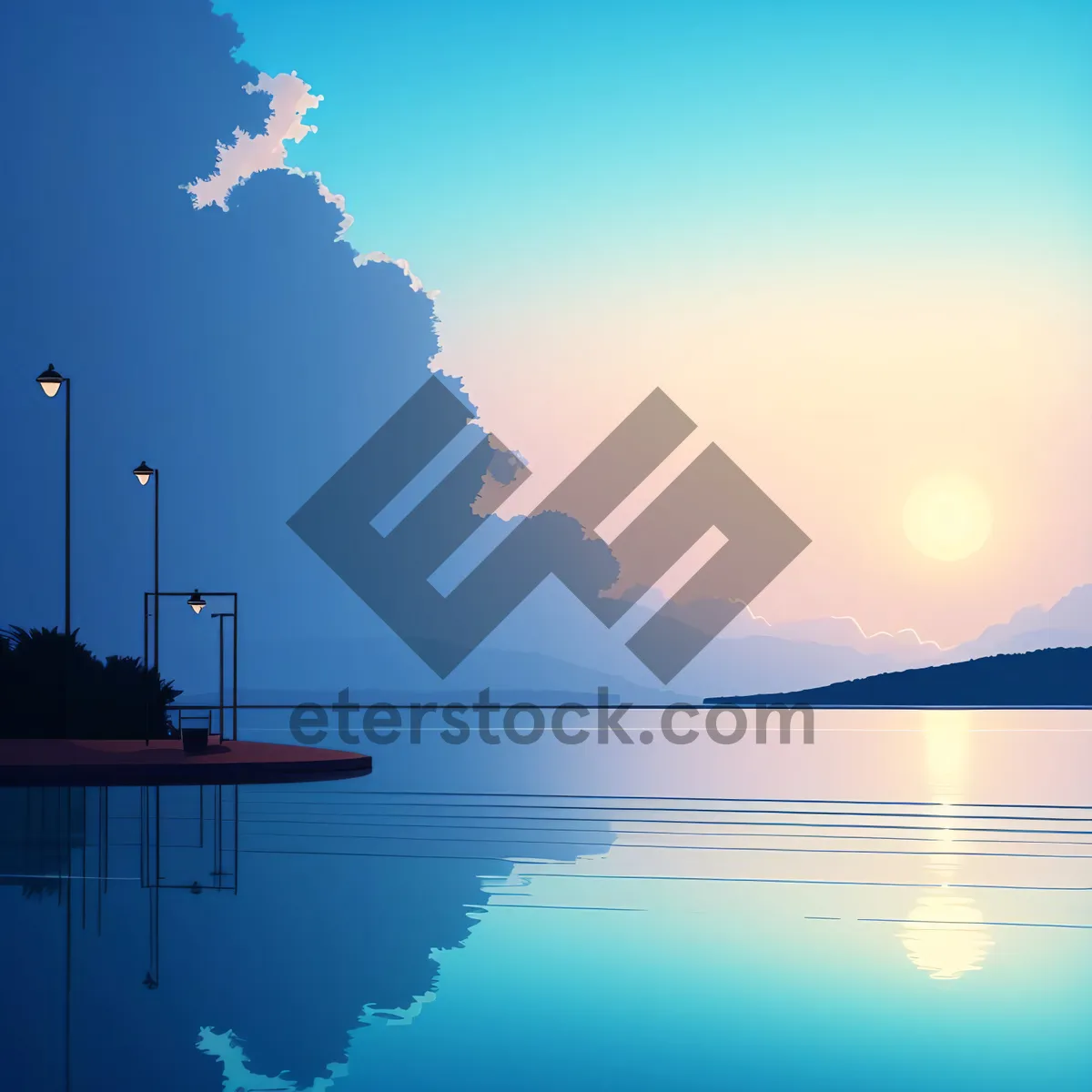 Picture of Serene Summer Sky over Reflective Lake