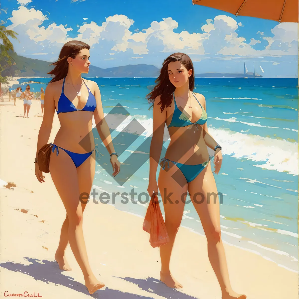 Picture of Tropical Beach Babe in Stylish Swimwear