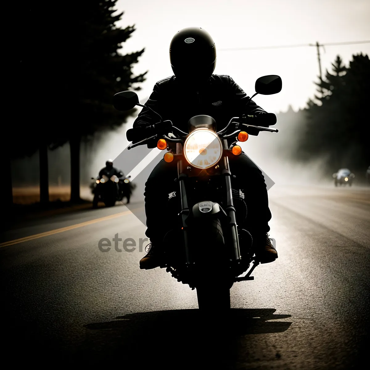 Picture of Man on Motor Scooter with Bearskin Helmet