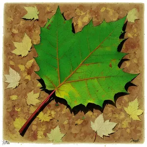 Vintage Maple Tree Leaves in Autumn