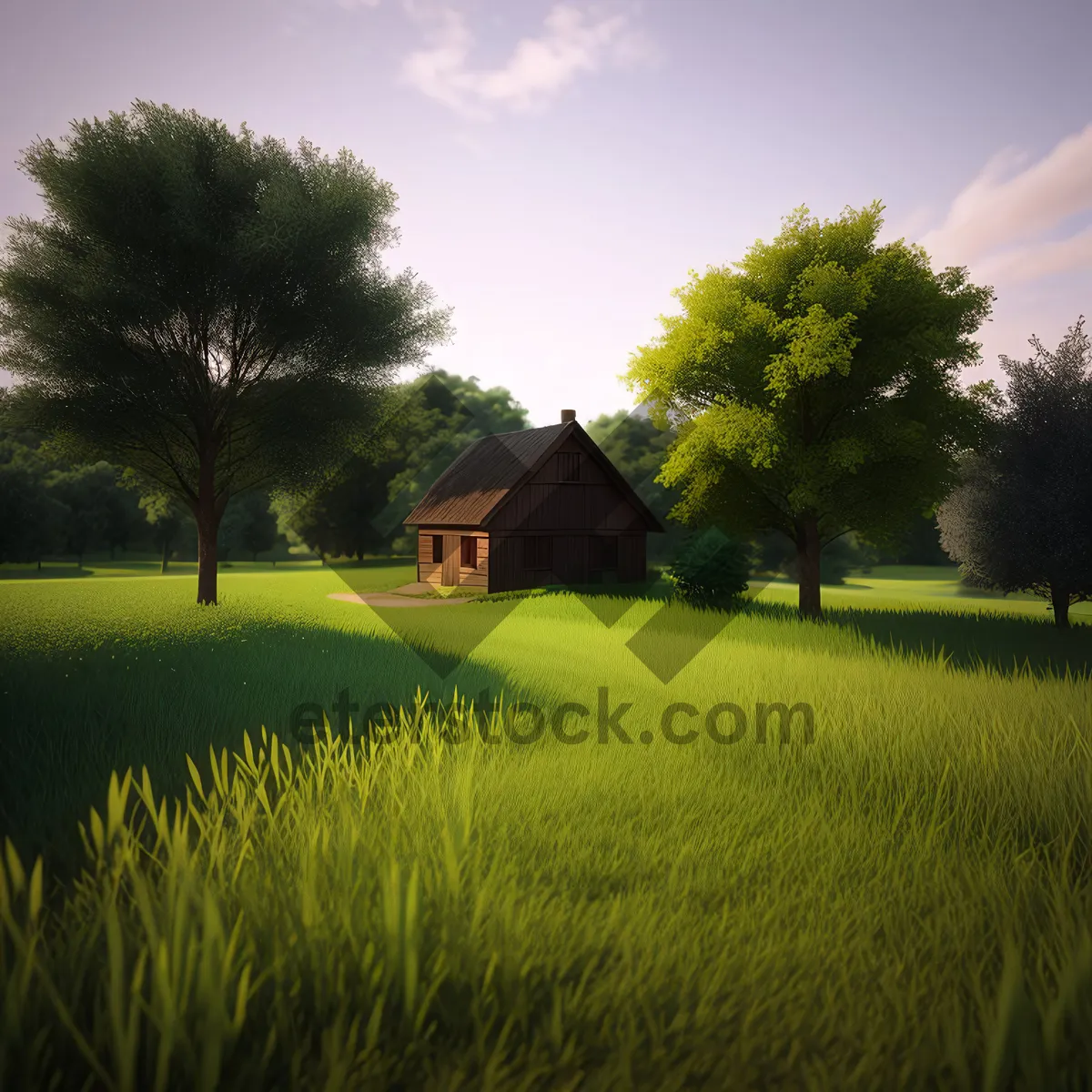 Picture of Serene farm landscape under sunny skies