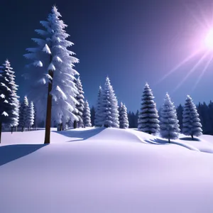 Winter Wonderland: Majestic Evergreen Tree in Snowy Landscape