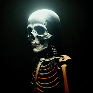 Terrifying anatomical skull sculpture evokes spine-chilling fear.