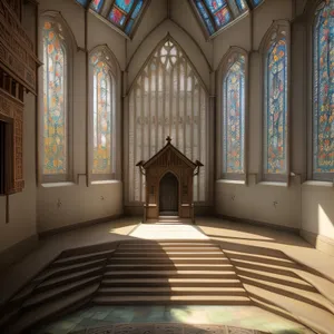 Stunning Medieval Cathedral Interior with Ornate Windows