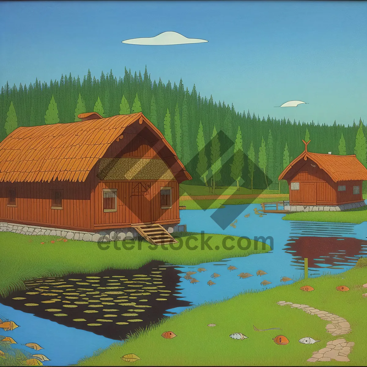 Picture of Rustic Countryside Retreat with Red Roof