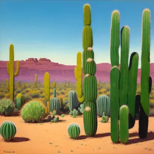 Desert-inspired vibrant asparagus cactus plant in color.