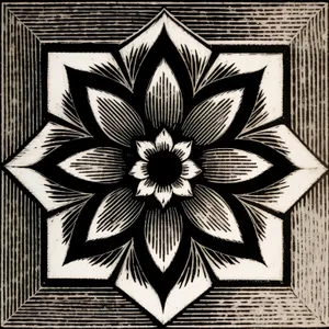 Symmetry-inspired Retro Floral Decorative Stencil
