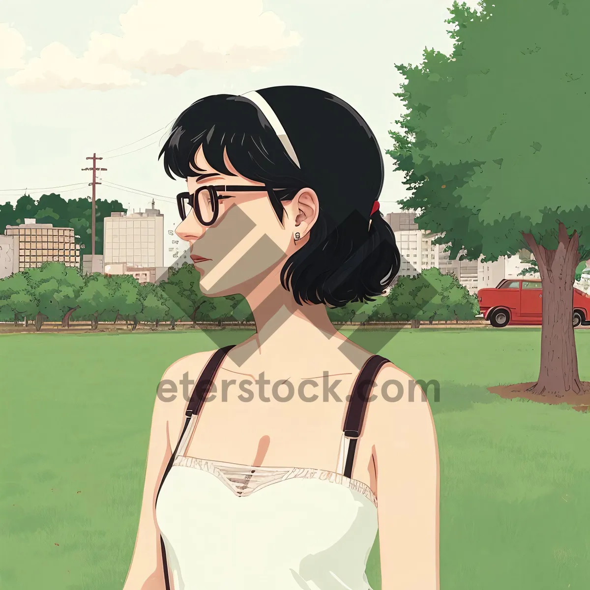 Picture of Stylish Teen Model Smiling in Park