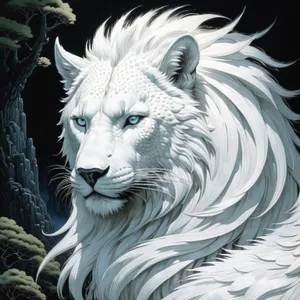 White Tiger Portrait in Jungle Wildlife Safari