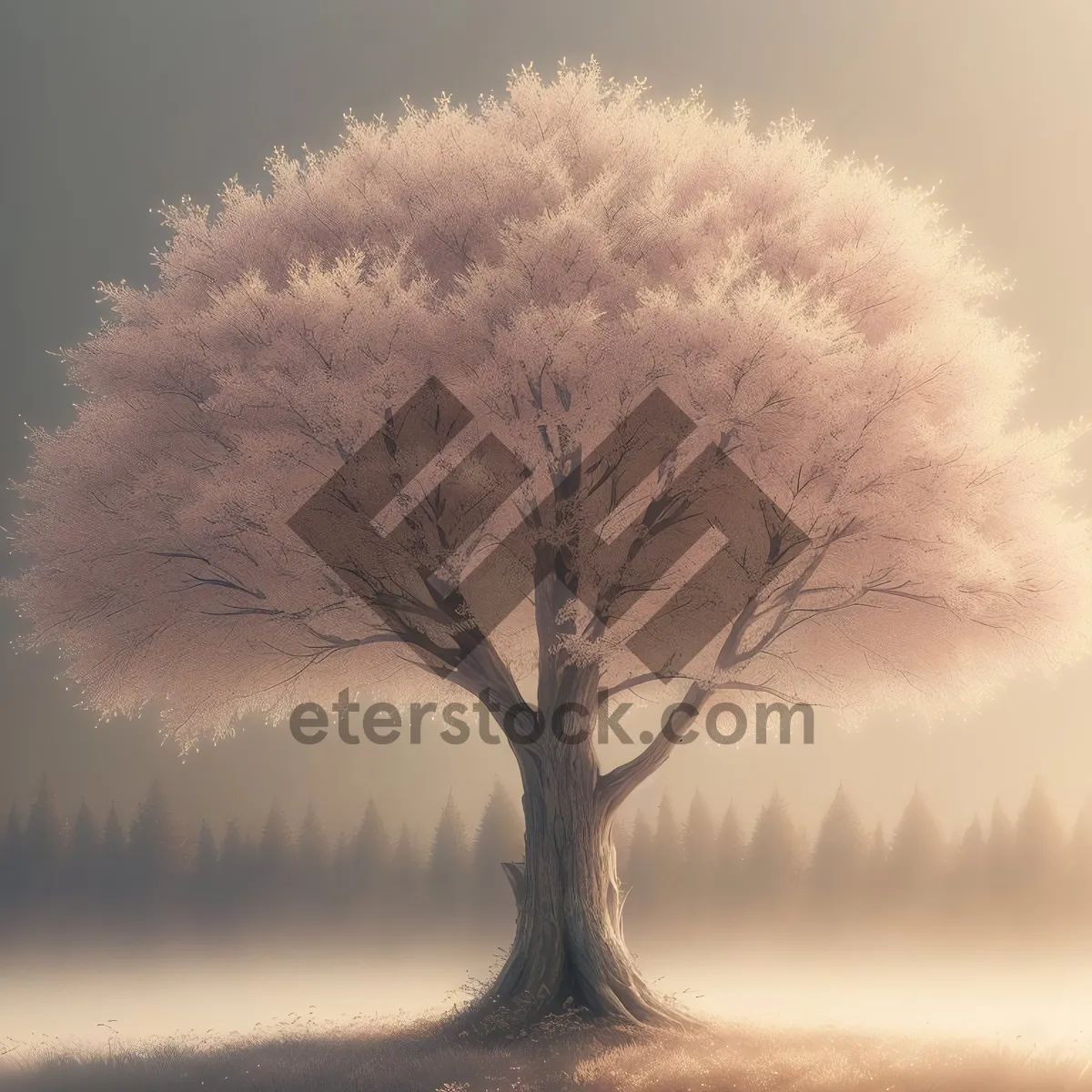 Picture of Winter Wonderland: Majestic Snow-Covered Oak Tree in a Serene Forest
