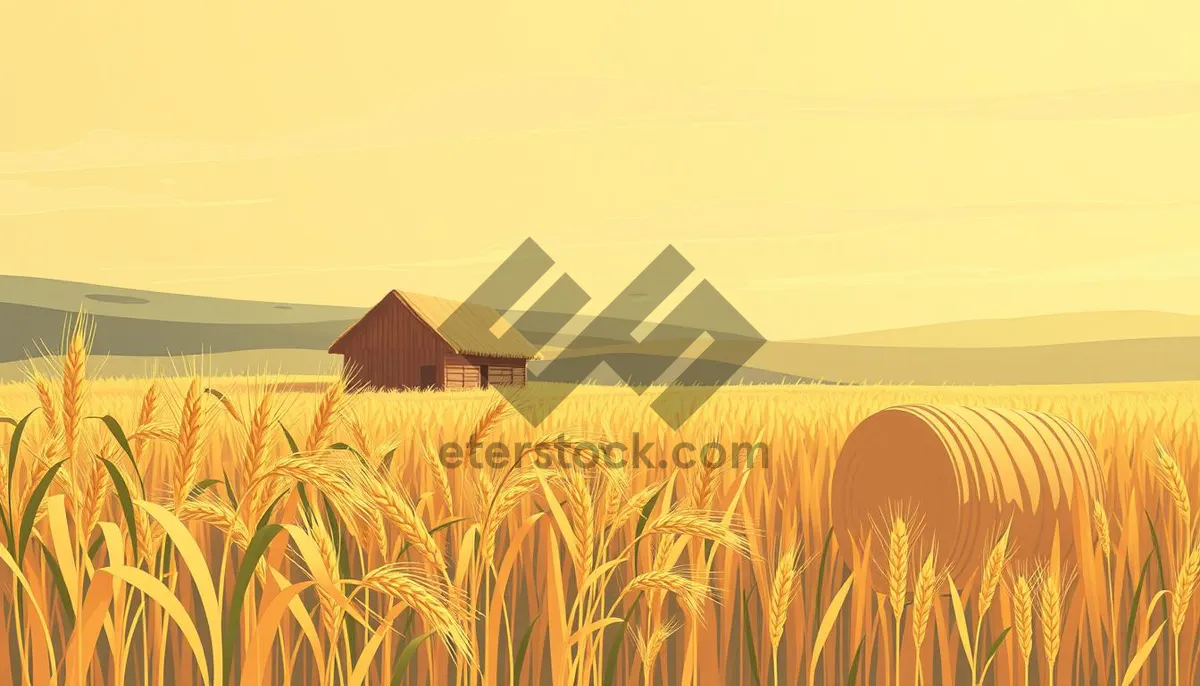 Picture of Golden Wheat Field Under Summer Sky.