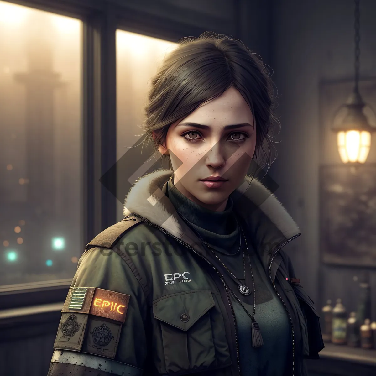 Picture of Happy Smiling Brunette Traveler Portrait