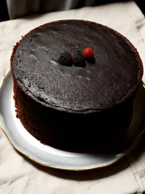 Delicious Chocolate Cake with Fresh Fruit and Cream