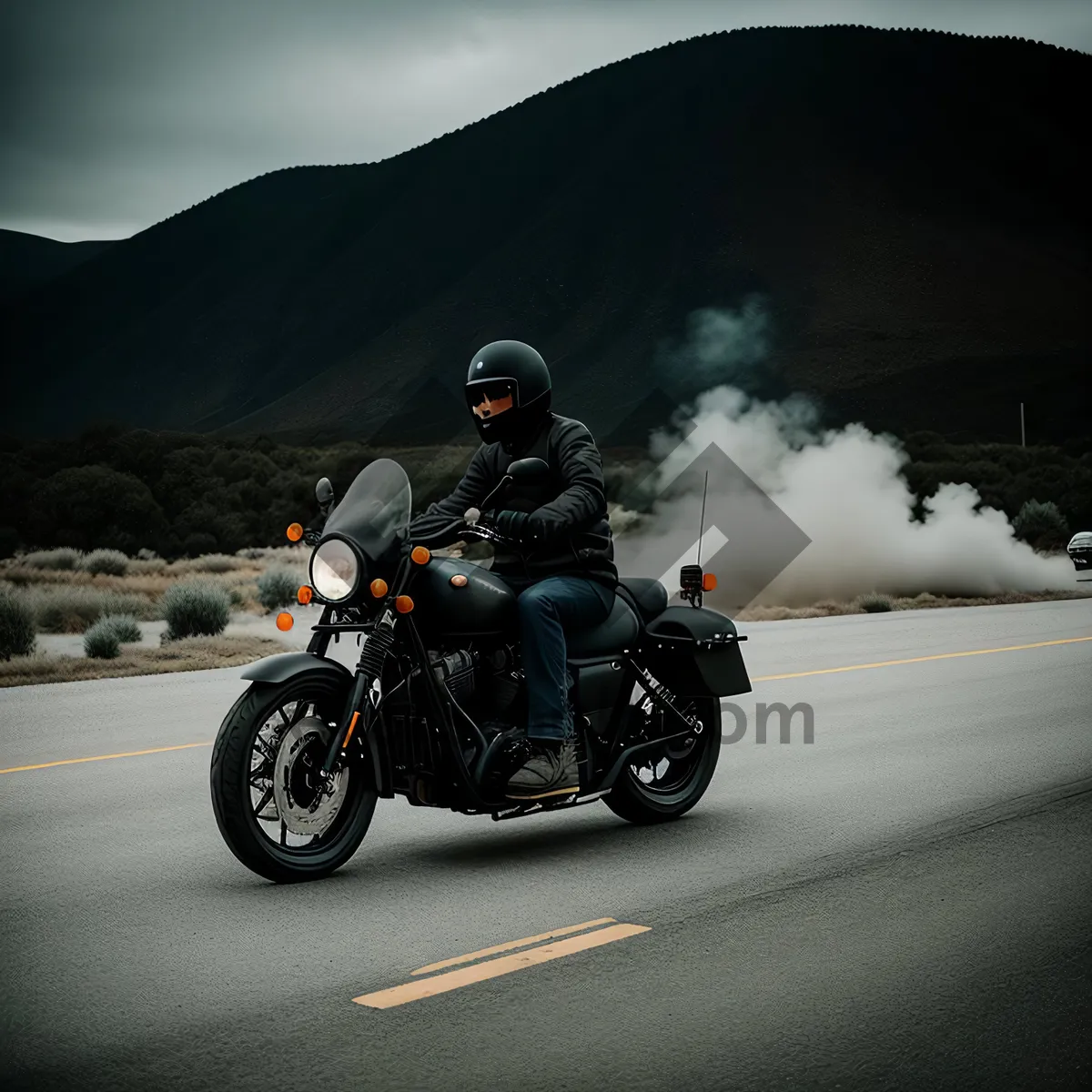 Picture of Speedy Motorcycle on Open Road