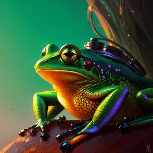 Vibrant Eyed Tree Frog in Orange Wilderness