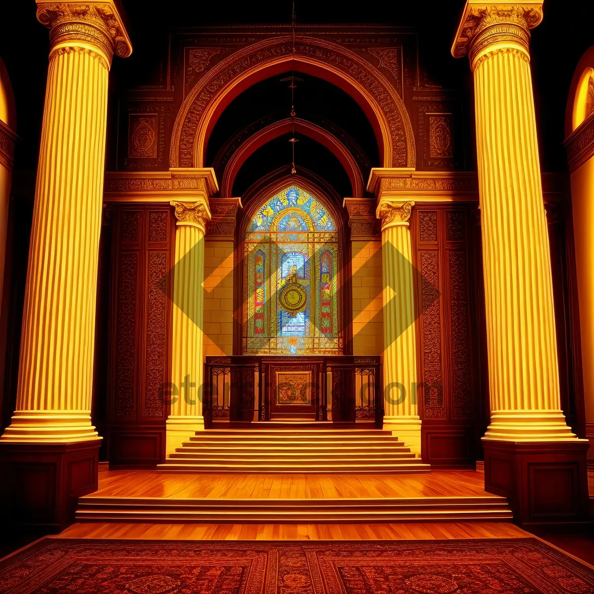 Picture of Religious Cathedral Interior with Stone Thrones