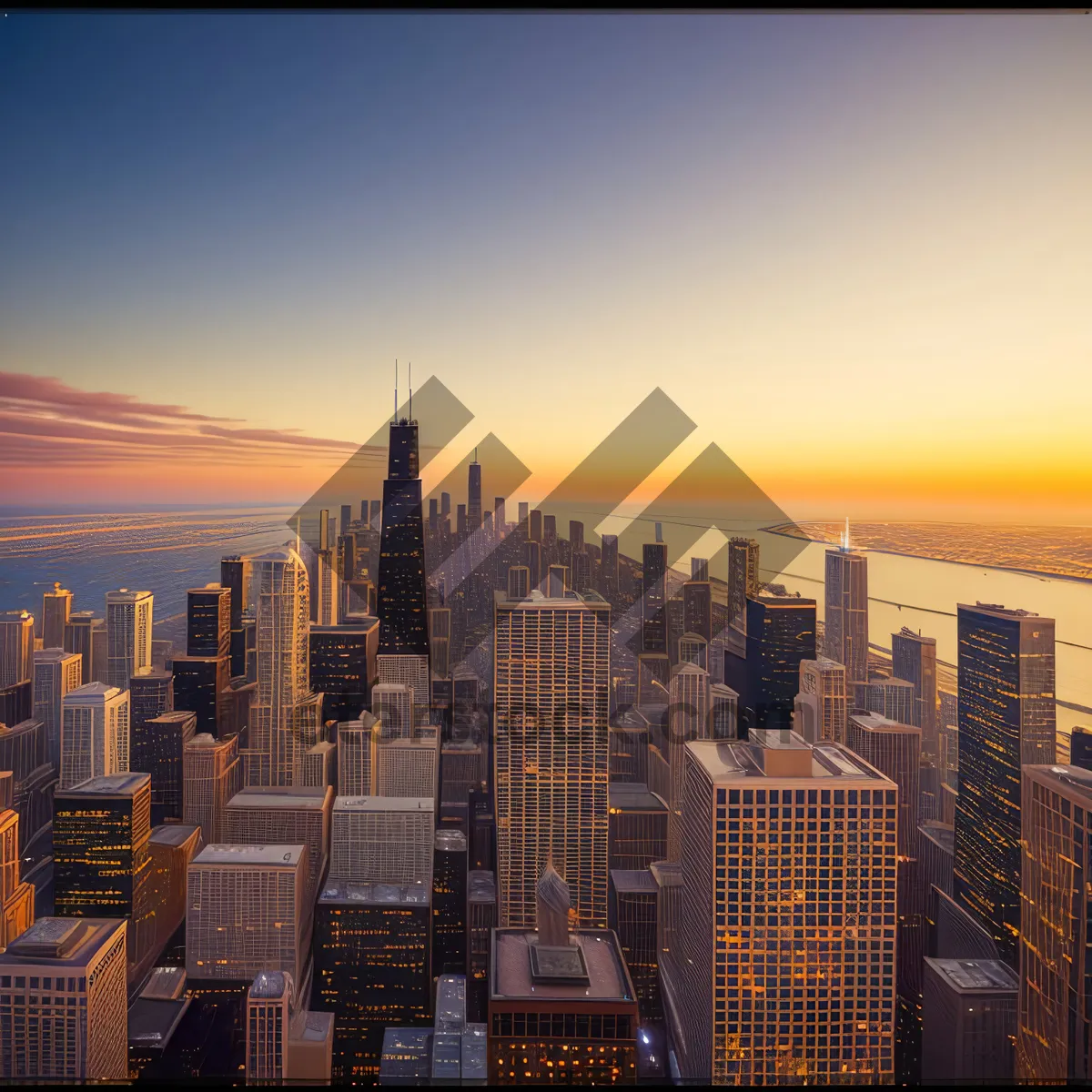 Picture of Stunning Urban Skyline Illuminated by City Lights