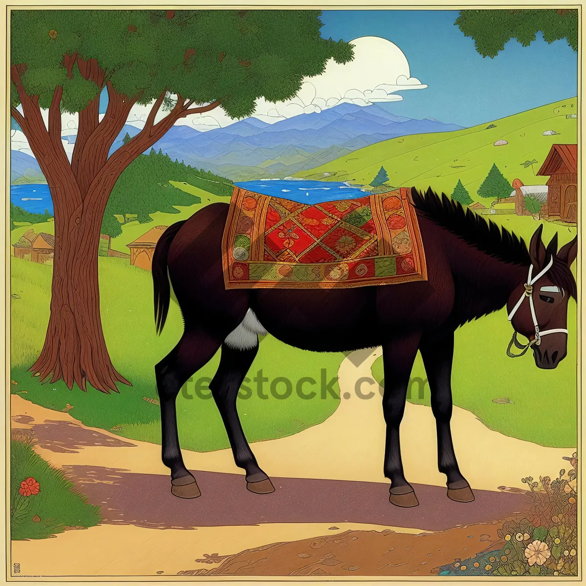 Picture of Equestrian Gear: Horse Saddle and Blanket