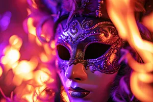 Mysterious Venetian Mask at Carnival Festival