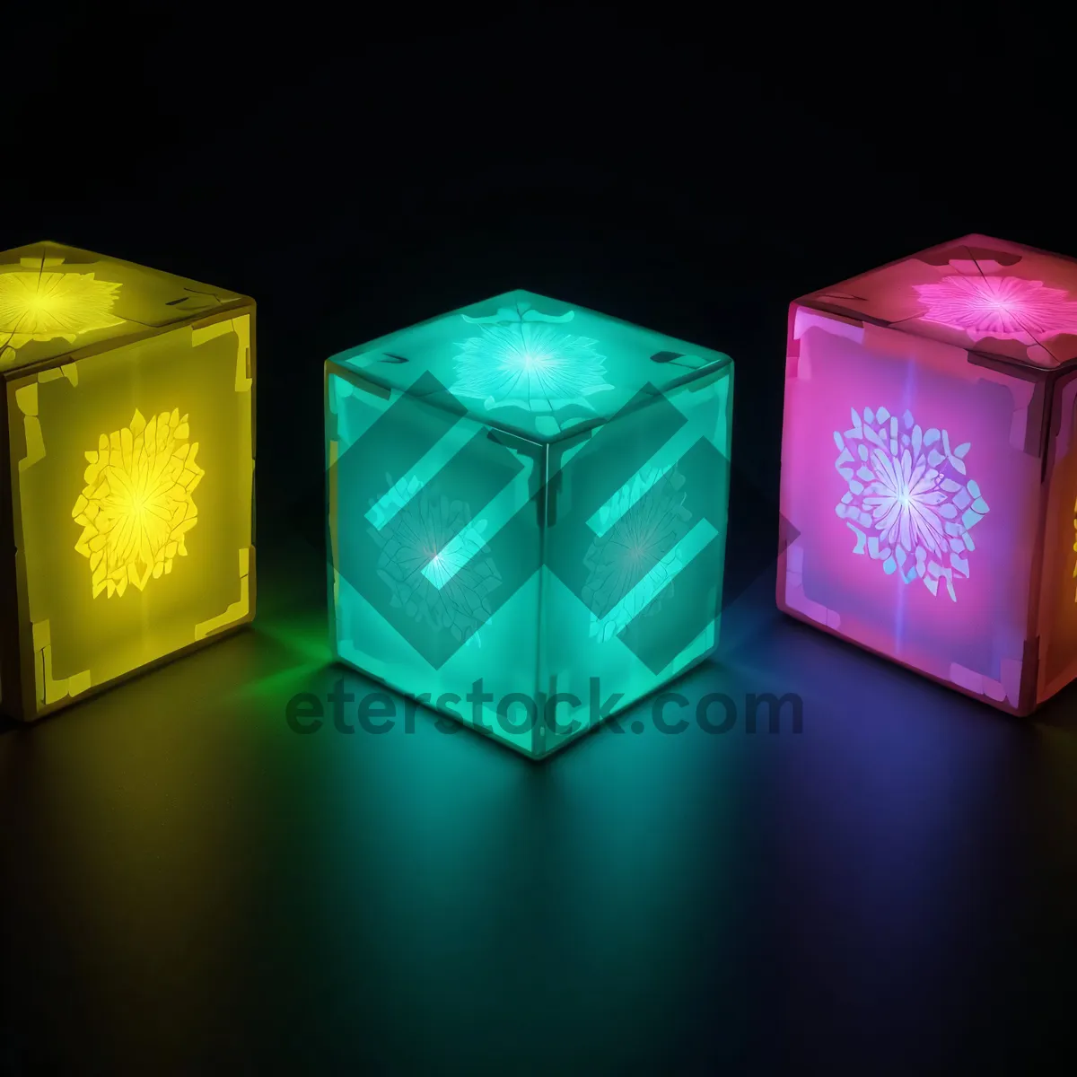 Picture of Glass square icon with reflection and shiny finish
