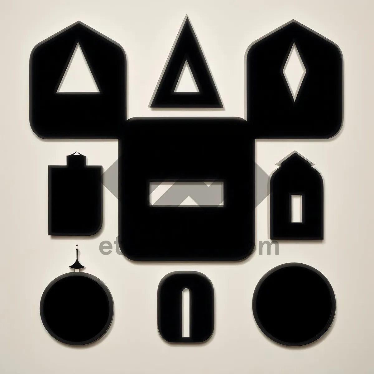 Picture of Black shiny web buttons icon set collection