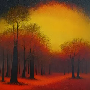 Vibrant Sunset Silhouette over Serene Landscape