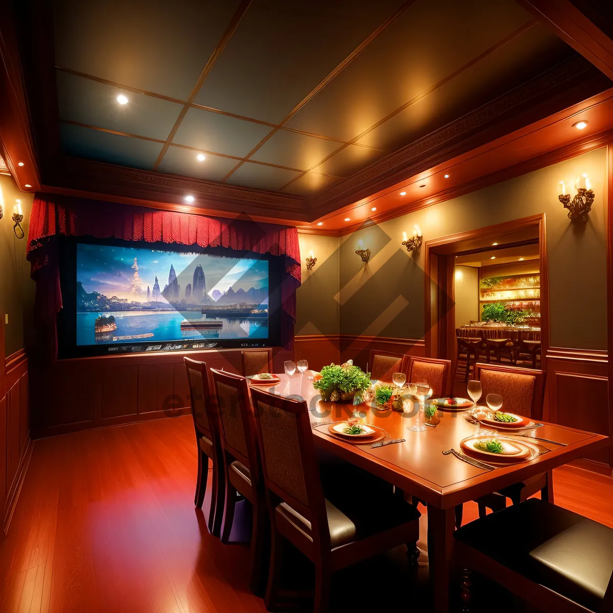 Picture of Modern Home Theater Interior with Stylish Furniture