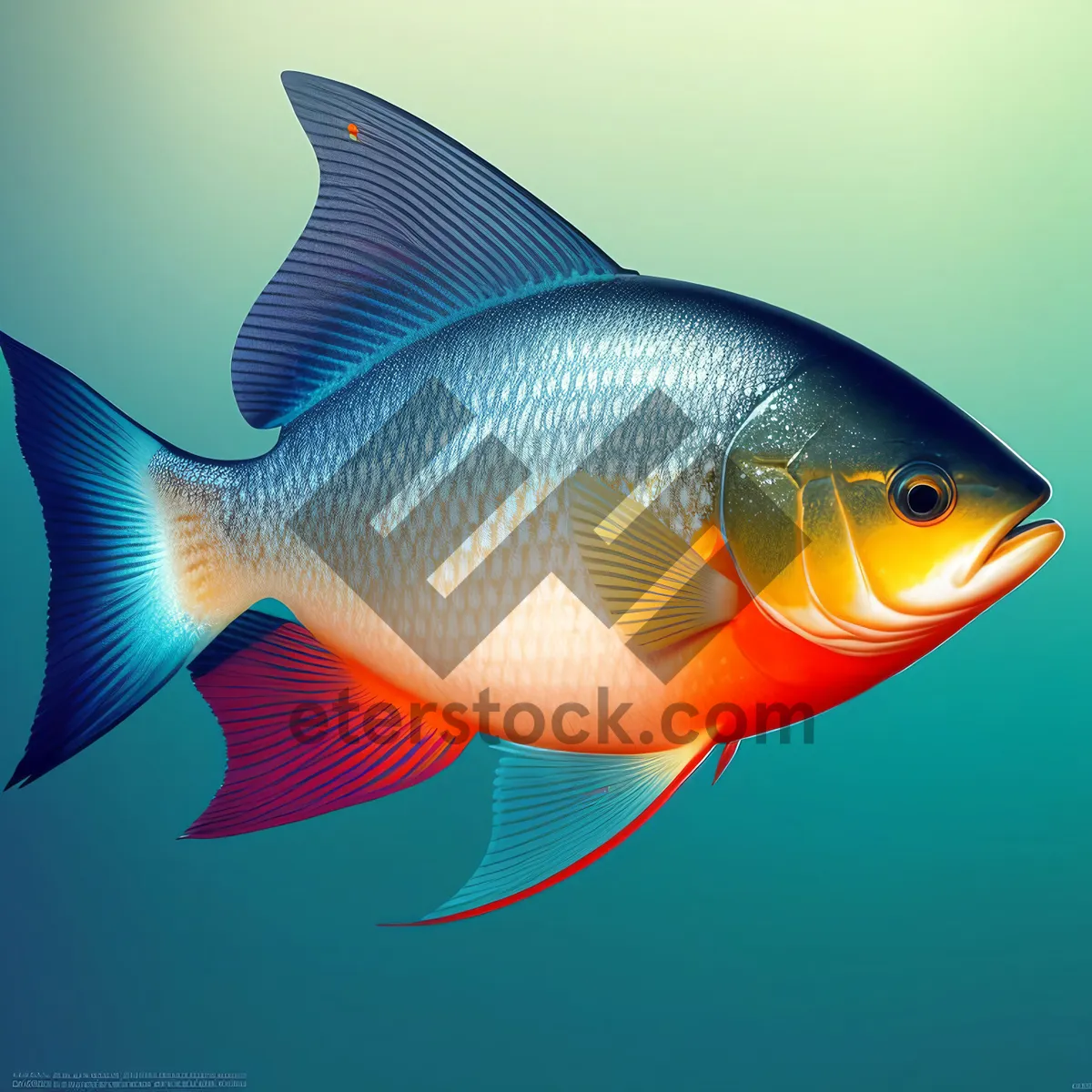 Picture of Colorful Goldfish Swimming in a Tropical Aquarium