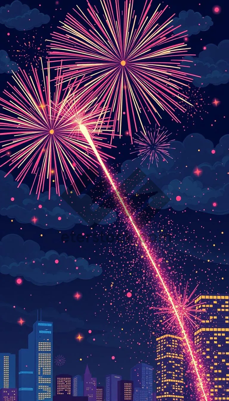 Picture of Night Sky Firework Celebration Glow