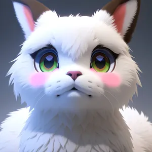 Curious White Kitty with Fluffy Whiskers
