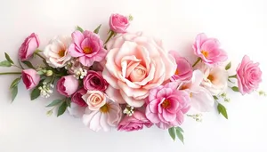 Summer floral bouquet with pink roses and tulips