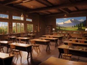 Modern interior design of luxury restaurant cafeteria with chairs