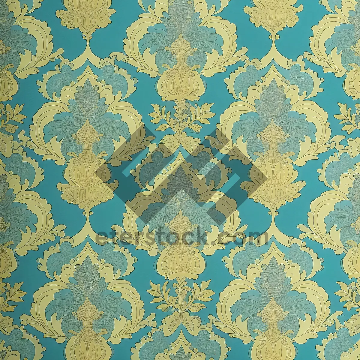 Picture of Vintage Floral Wallpaper Design with Ornamental Curves