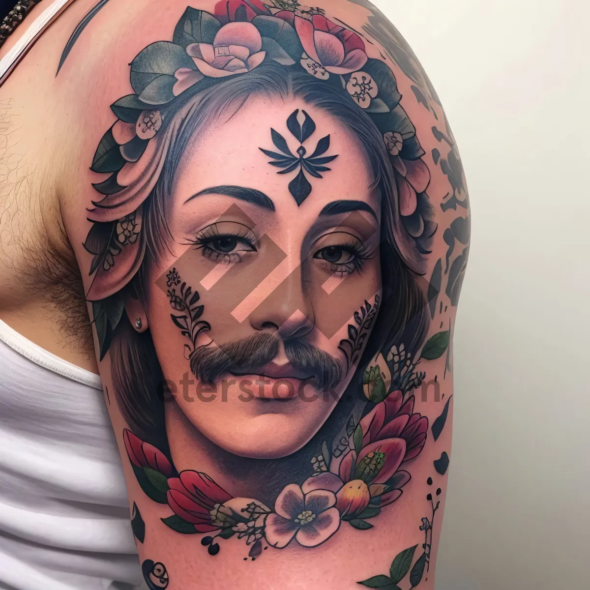 Picture of Mystic Masked Portrait with Intriguing Tattoo and Mesmerizing Eyes