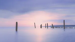 Silhouette skyline at sunset over the ocean