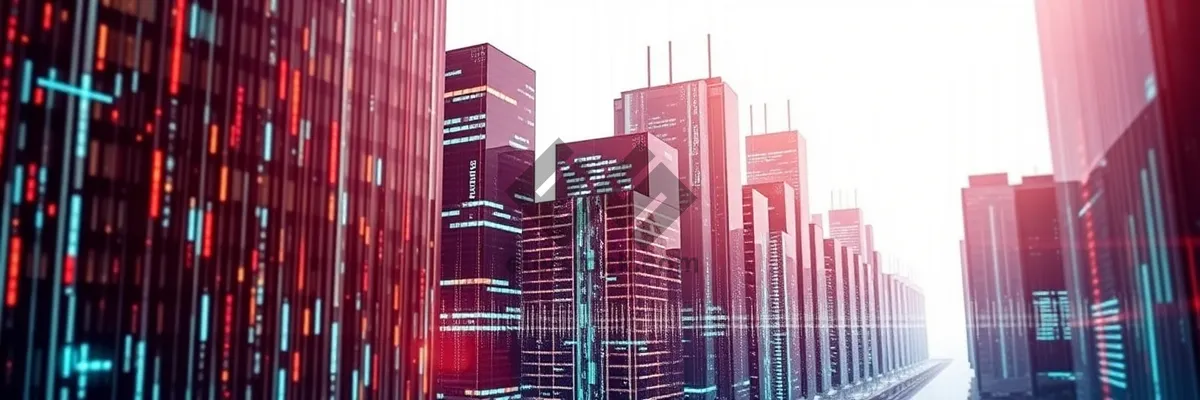 Picture of Futuristic Glass Tower in Business District Skyline