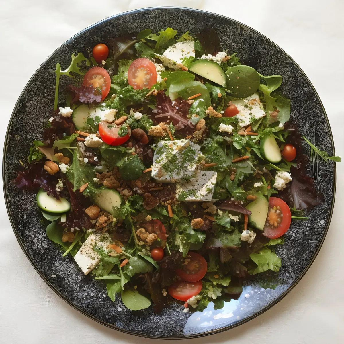 Picture of Fresh, Healthy Vegetable Salad Bowl with Tasty Beans