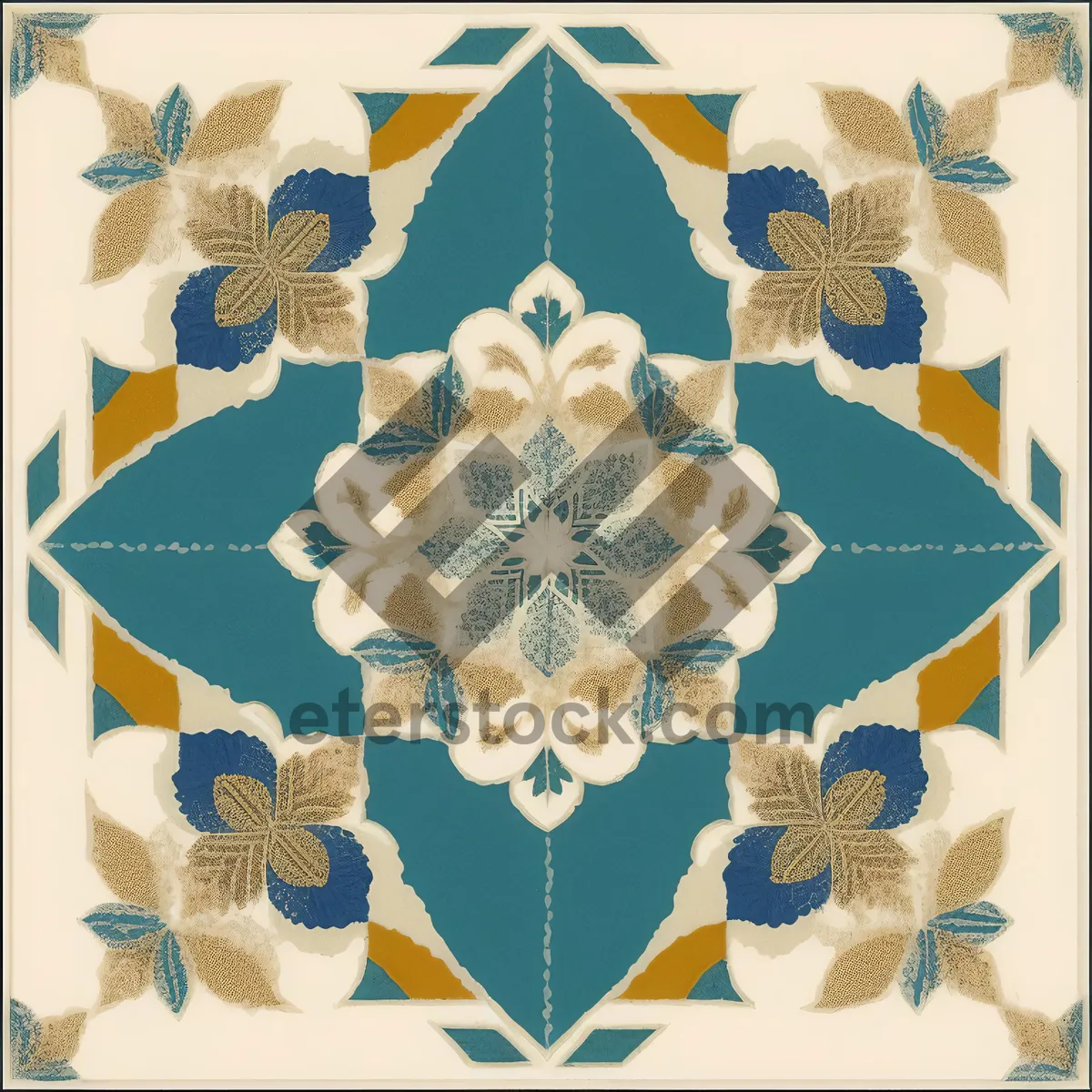 Picture of Vintage floral wallpaper pattern with ornate arabesque design.