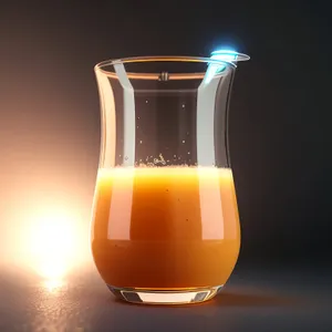 Refreshing yellow drink in transparent pitcher.