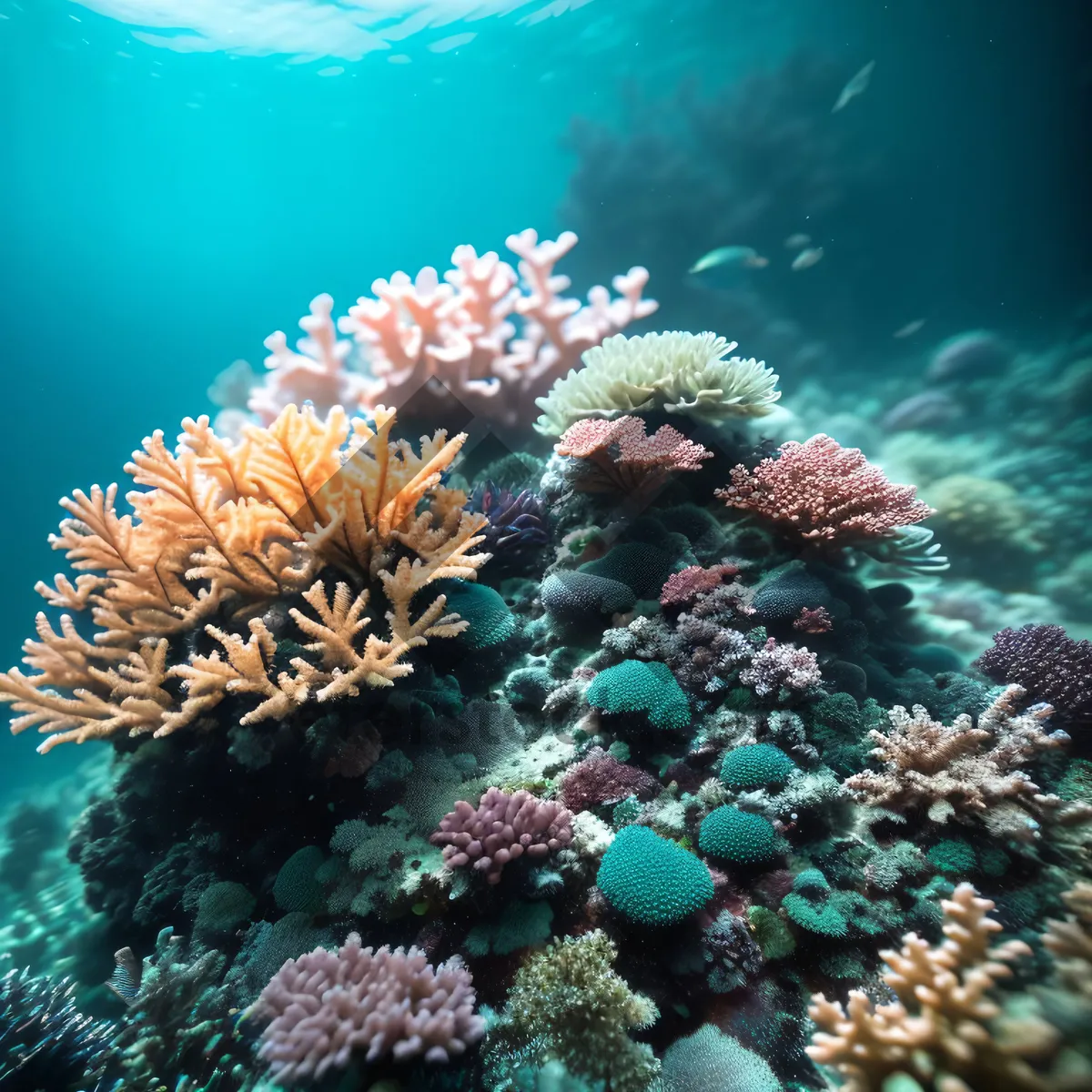 Picture of Colorful Coral Reef Teeming with Marine Life