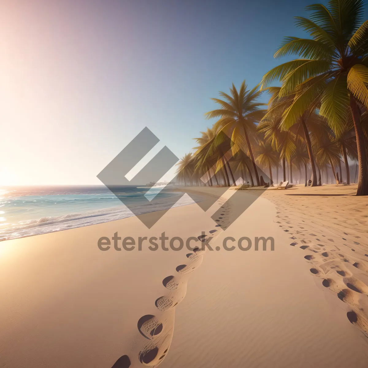 Picture of Tropical Paradise Sunset by the Seashore