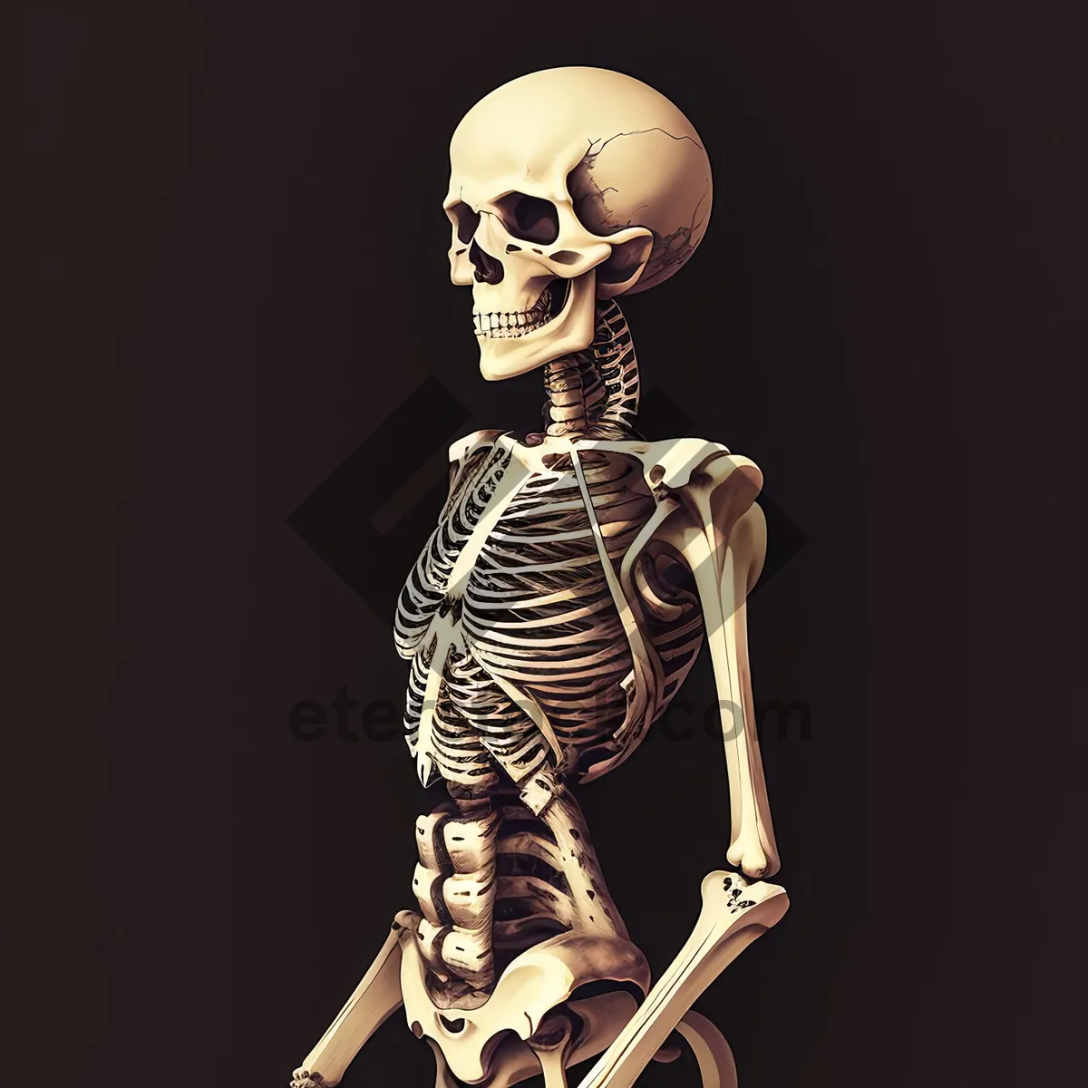 Picture of Eerie Skeleton Bodybuilder Strikes Terrifying Pose in Cemetery