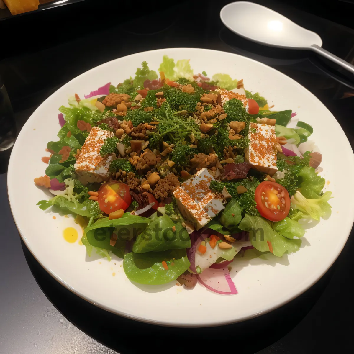 Picture of Fresh Vegetable Salad with Spicy Beef and Nutrients
