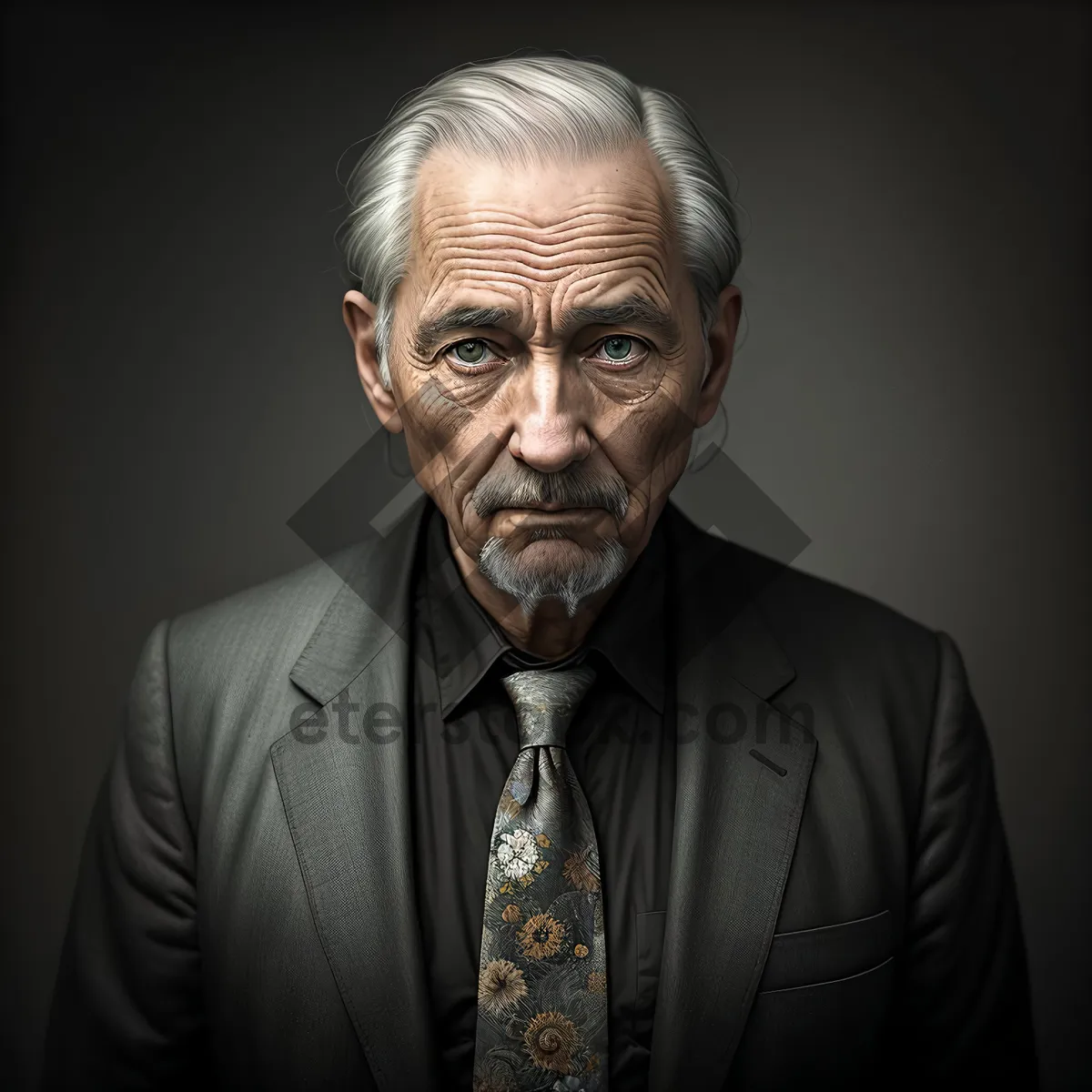 Picture of Distinguished Senior Businessman in Classic Black Suit