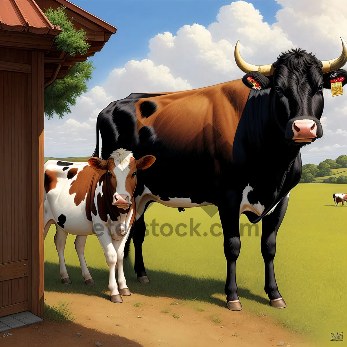 Picture of Grass-fed Cows on Rural Ranch