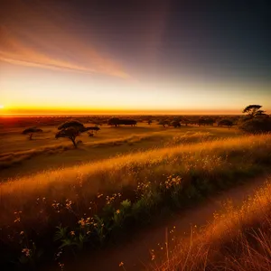 Golden Horizon: Sunset over the Coastal Landscape