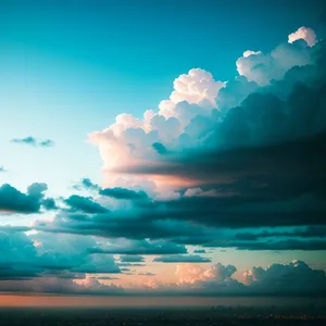 Serene Summer Sky with Fluffy Clouds